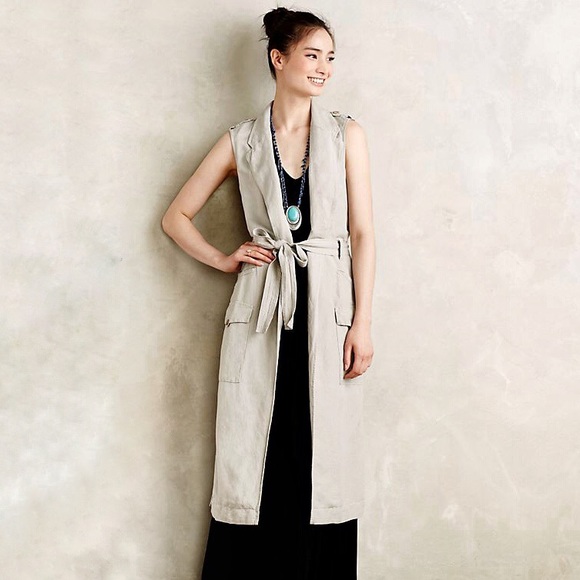 Anthropologie Jackets & Blazers - Anthropologie Elevenses Sleeveless Linen Trench